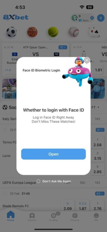 Hình ảnh về tính năng Face ID trên 8xbet đảm bảo an toàn và thuận tiện cho người chơi.