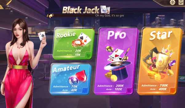 Bảng điều khiển chọn trò chơi Blackjack.